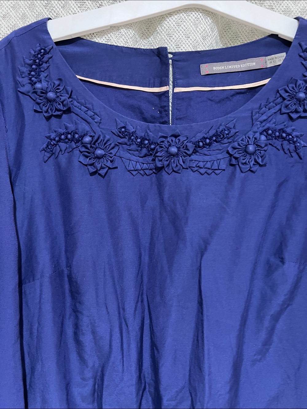 Boden Navy Blue Embellished Neck Tunic